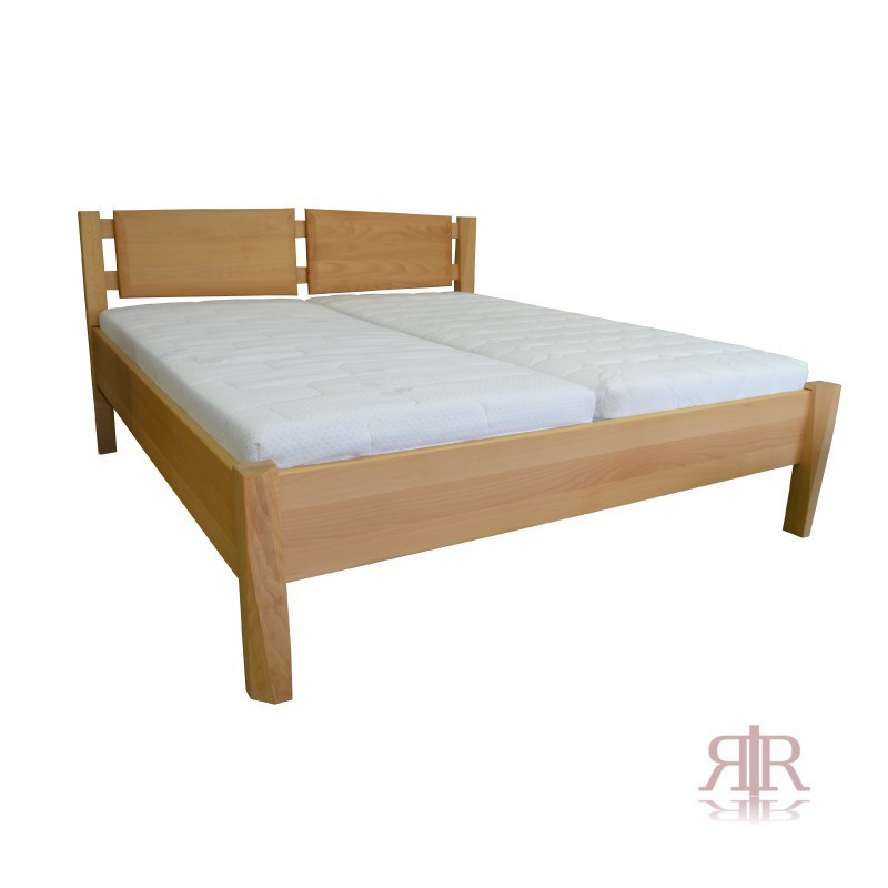 Masívna buková manželská posteľ s deleným čelom 160x200cm 2-2014-02